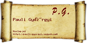 Pauli Györgyi névjegykártya